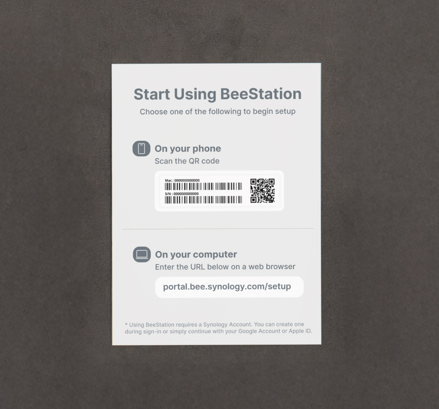 Scanning the BeeStation setup QR code with a mobile phone